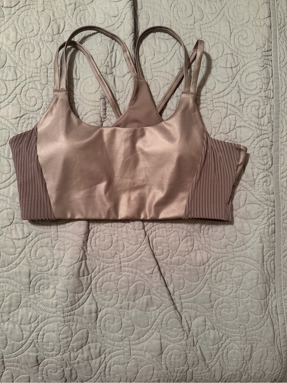 Fabletics Principal Motion365+ Low Impact Sports Bra M Gunmetal Grey Shine NWT